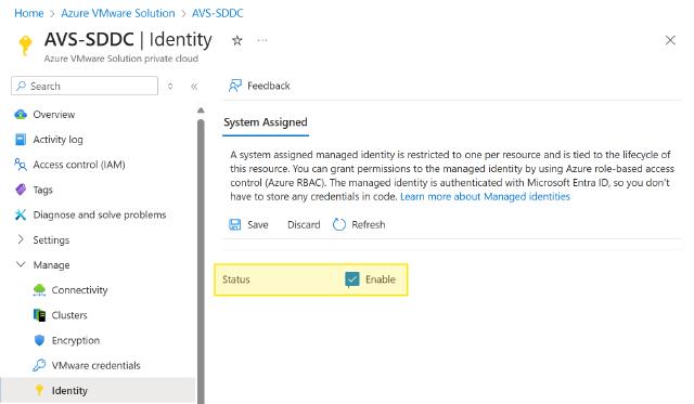 Enable Azure System Assigned Managed Identity