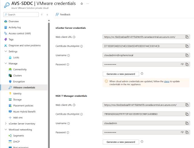 AVS VMware Credentials